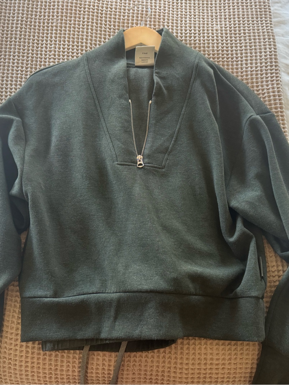 Varley Half-Zip Pullover Sweatshirt in Olive Green and matching pants